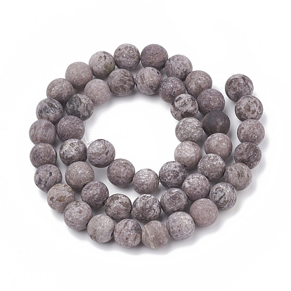 Dyed Natural Gemstone Beads Strands, Frosted, Round