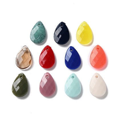 Opaque Acrylic Charms, Faceted, Teardrop Charms