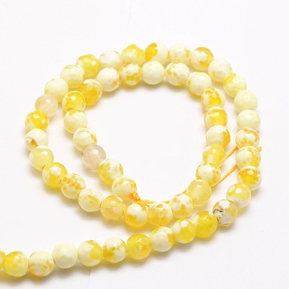 Facettes agate naturelle perles rondes brins, teint, 6mm, Trou: 1mm, Environ 64 pcs/chapelet, 14.7 pouce