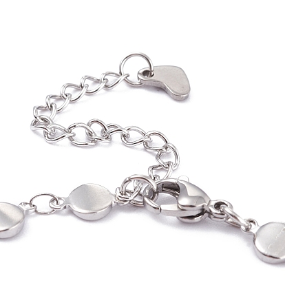 304 Stainless Steel Link Chain Bracelets, with Lobster Claw Clasps, Flat Round