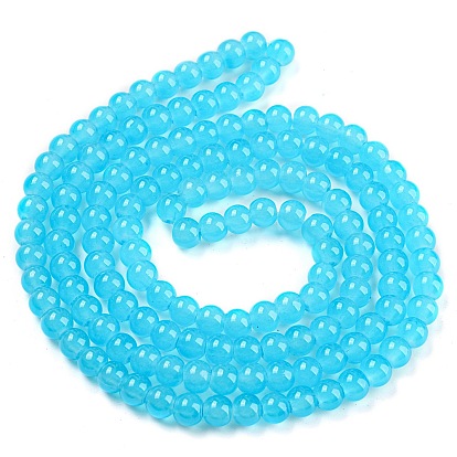 Baking Painted Imitation Jade Glass Round Bead Strands, 6.5mm, Hole: 1.5mm, about 145pcs/strand, 31.8 inch