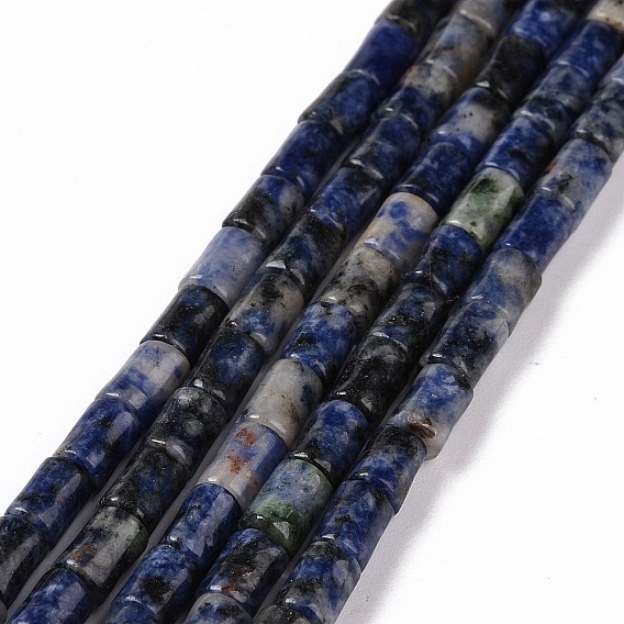 Hebras de cuentas de jaspe de punto azul natural, columna