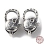 925 Thailand Sterling Silver Lobster Claw Clasps, Rose Flower, with 925 Stamp