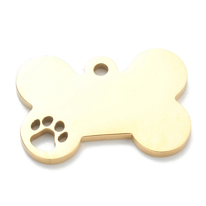 Placage ionique (ip) 304 pendentifs pour animaux de compagnie en acier inoxydable, os de chien