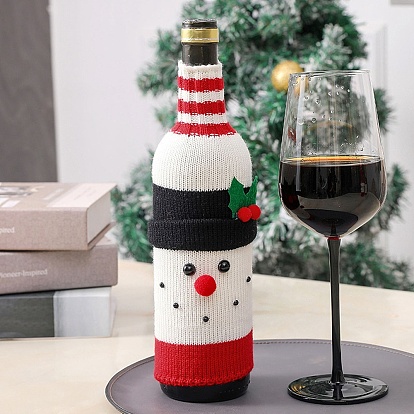 Рождественский рукав для бутылки вина из акрилового волокна, для вина подарочная упаковка украсить, снеговик/Санта Клаус/лось