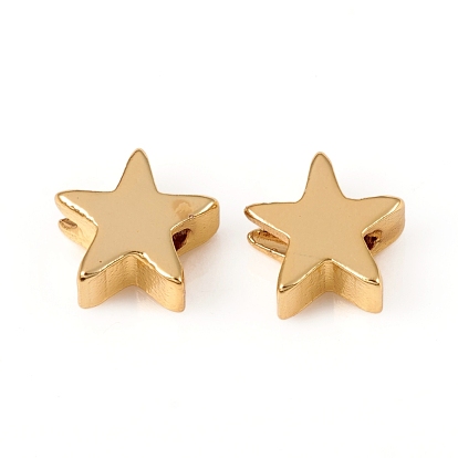 Brass Beads, Star, Long-Lasting Plated