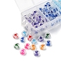 7 Colors Transparent Acrylic Beads, Flat Round with Heart