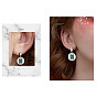 SHEGRACE Brass Micro Pave Grade AAA Cubic Zirconia Dangle Stud Earrings, Flat Round, Green