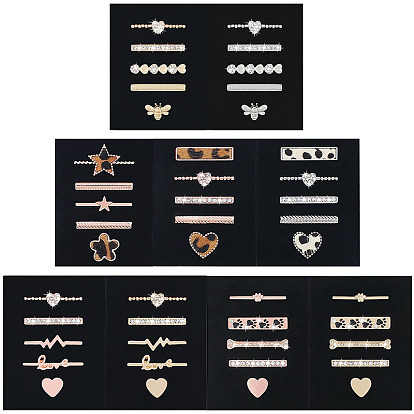 5Pcs 5 Style Rectangle Alloy Watch Band Charms Set with Crystal Rhinestone, Watch Band Studs Decorative Ring Loops