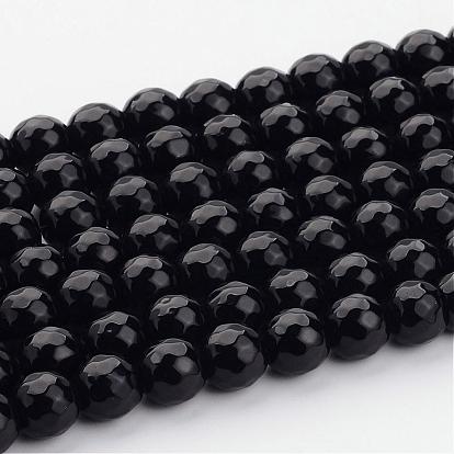 Gemstone Beads, Black Onyx, Natural Faceted(128 Facets) Round, Dyed & Heated