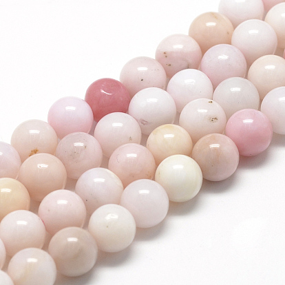 Rose naturel perles d'opale brins, Grade a, ronde