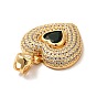 Brass Micro Pave Cubic Zirconia Pendants, Long-Lasting Plated, Real 18K Gold Plated, Heart