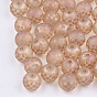 Perles en verre electroplate, perles à carreaux, givré, rond avec motif tartan