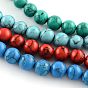 Synthétique turquoise pierres précieuses rangées de perles rondes, teint