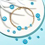 12Pcs 3 Style Synthetic Turquoise Beads, with Shell, Flat Round with Evil Eye