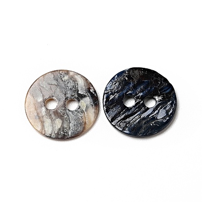 Boutons de nacre, bouton shell akoya, teint, plat rond, couleur mixte, 10x1mm, Trou: 1.5mm