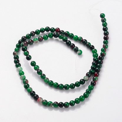 Naturelles jade blanc teints perles brins, ronde, couleur mixte, 4mm, Trou: 0.5mm, Environ 92 pcs/chapelet, 15.5 pouce