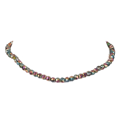 Collier de perles de verre étincelant avec fermoirs en acier inoxydable