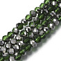 Electroplate Glass Beads Strands, Half Plated, Faceted, Rondelle