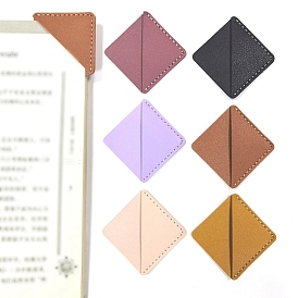 Imitation Leather Book Bookmarks, Rhombus Shaped Corner Page Marker, for Book Reading Lovers Teachers