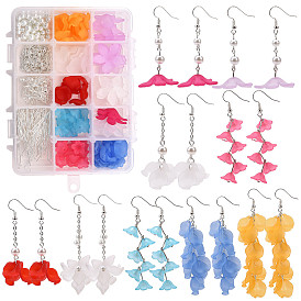 SUNNYCLUE DIY Earrings Makings, with Transparent Acrylic Beads/Pendants and Glass Pearl Beads, Brass Earring Hooks and Iron Findings