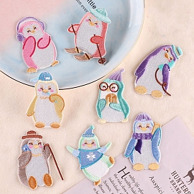 Winter Theme Penguin Computerized Embroidery Cloth Self Adhesive Patches, Stick On Patch, Costume Accessories, Appliques