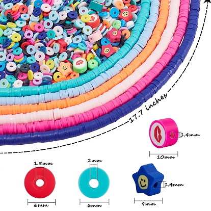 18 hebras 18 colores, hebras de cuentas de arcilla polimérica hechas a mano, redondas y planas, ecológicas, Cuentas de heishi de disco para pendientes hawaianos, pulsera, collar, fabricación de joyas