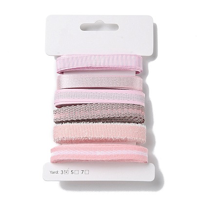 18 ярдов 6 стилей полиэфирной ленты, для поделок своими руками, бантики для волос и украшение подарка, розовая цветовая палитра