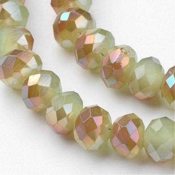 Half Rainbow Plated Faceted Rondelle Glass Beads Strands