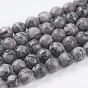 Natural Map Stone/Picasso Stone/Picasso Jasper Strands, Faceted Round, Gray, Hole: 1mm