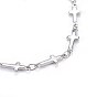 304 Stainless Steel Cross Link Anklets, with Lobster Claw Clasps, Flat Round with Cross