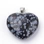 Natural Gemstone Pendants, with Alloy Findings, Heart, Platinum