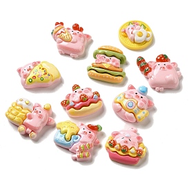 Pig Theme Opaque Resin Decoden Cabochons, Imitation Food, Mixed Shapes