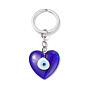 Handmade Lampwork Evil Eye Pendants Keychain, with Alloy Split Key Rings, Heart & Flat Round & Hamsa Hand & Teardrop