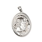 Tibetan Style 304 Stainless Steel Pendants, Religion, Oval with Man Pattern Charms