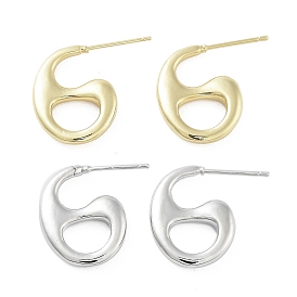 Hollow Teardrop Brass Stud Earrings, Long-Lasting Plated, Lead Free & Cadmium Free