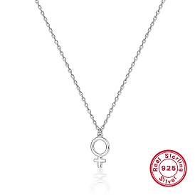 925 colliers pendentif symbole féminin en argent sterling pour femmes, colliers de chaînes de câble