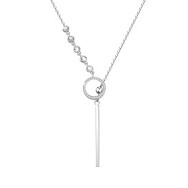 SHEGRACE 925 Sterling Silver Pendant Necklaces, with Grade AAA Cubic Zirconia and Cable Chains
