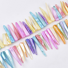 Freshwater Shell Beads Strands, for DIY Craft Jewelry Making, AB Color Plated, Tusk Shape