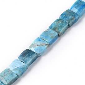 Natural Apatite Beads Strands, Faceted, Square