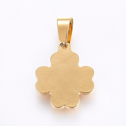 304 Stainless Steel Pendants, Four Leaf Clover