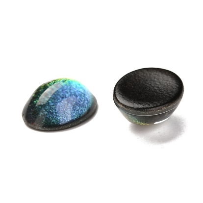 Glass Cabochons, with Glitter Powder, Oval