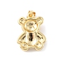 Brass Pendants, with Plastic Pearl Bead, Long-Lasting Plated, Cadmium Free & Lead Free, Bear Charms