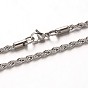 304 Stainless Steel Rope Chain Necklaces, with Lobster Claw Clasps, 23.7 inch(60.1cm), 3mm