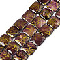Natural Freshwater Shell Beads Strands, Dyed and Drawbench, Square