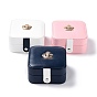 PU Imitation Leather Jewelry Organizer Box, with Wood Inside, Velvet Covered, Portable Jewelry Storage Case, for Ring, Earrings and Necklace, Square with Crown