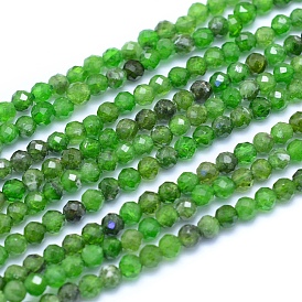 Natural Diopsidel Beads Strands, Faceted, Round