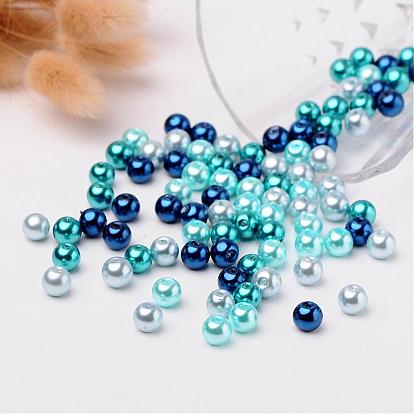 Carribean Blue Mix Pearlized Glass Pearl Beads