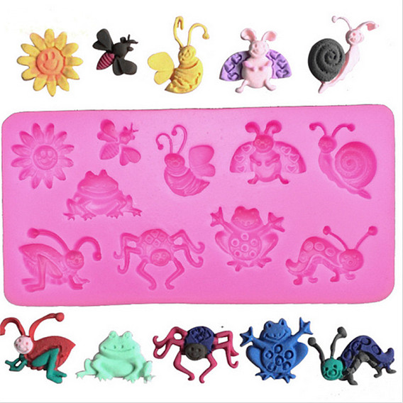 Food Grade Silicone Molds, Fondant Molds, For DIY Cake Decoration, Chocolate, Candy, UV Resin & Epoxy Resin Jewelry Making, Mixed Shapes, Animal Theme