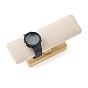 Soportes de exhibición de tela de microfibra con barra en T, Para colgante y collar, con soporte de bambú